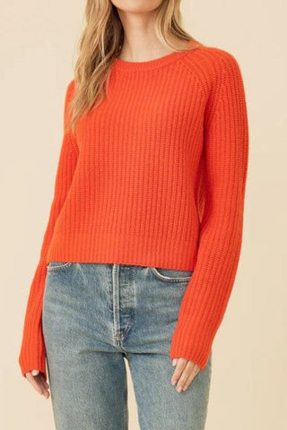 One Grey Day Blakely Rib Cashmere Pullover in Poppy
