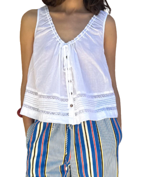 Eugenia White Cotton Voile Top — Ciao Lucia