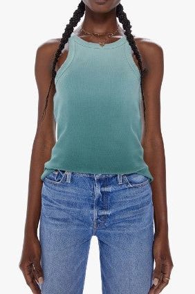 Mother Denim Chin Ups Tank in Cameo Green