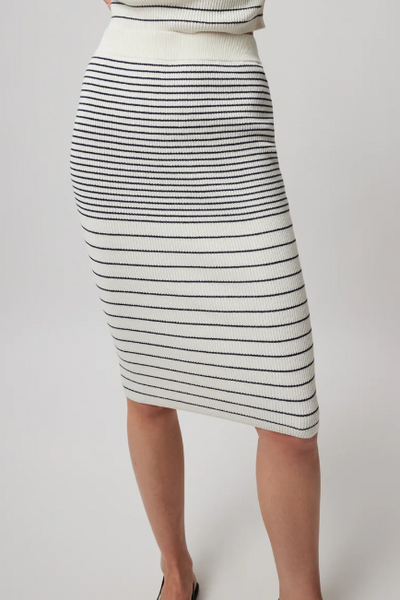 Mixed Stripe Midi Skirt