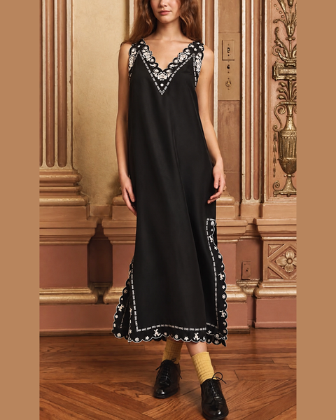 The Embroidered Floral Slip Dress — The Great