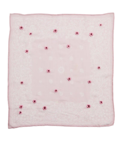 Daisy Embroidered Bandana Pink — Chan Luu