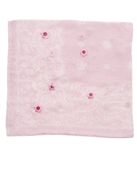 Daisy Embroidered Bandana Pink — Chan Luu