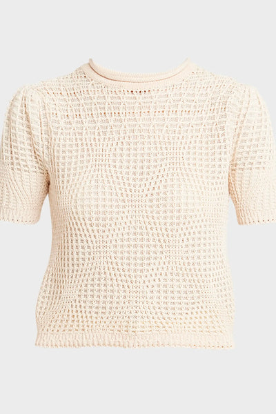 Capri Short-Sleeve Cropped Geo Knit Top