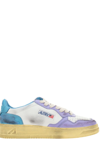 Autry Medalist super Vintage Low Sneakers with Lavender and Azure