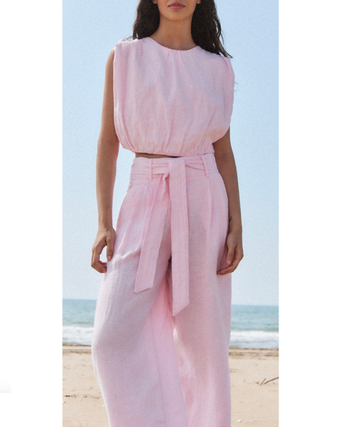 Linen Trouser with Pleats and Belt