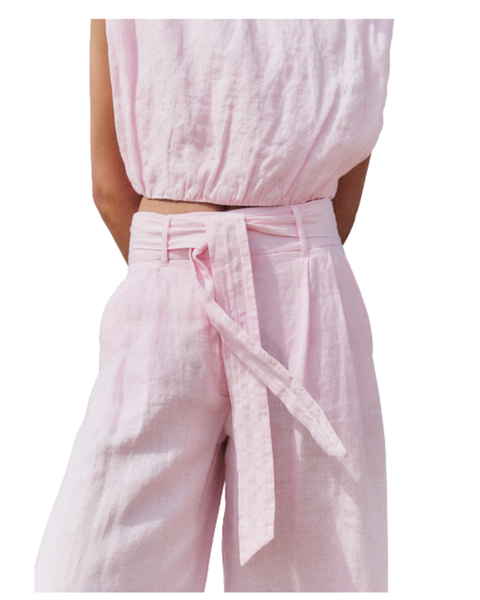 Linen Trouser with Pleats and Belt