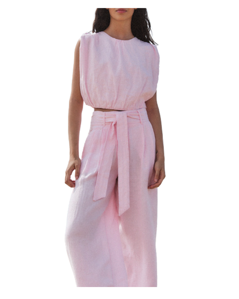 Linen Trouser with Pleats and Belt