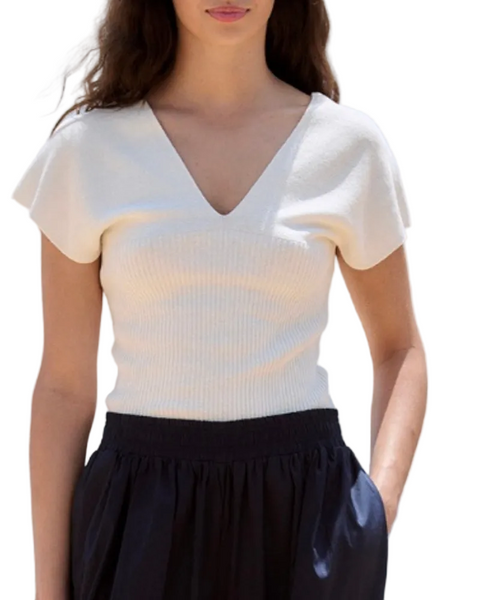 V Neck Ribbed Top — Sita Murt