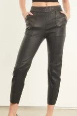 SPRWMN Leather Slim Jogger with Pockets in Black